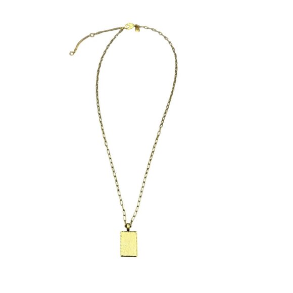 Madewell Rectangular Pendant Chain Necklace Gold Tone Minimalist Elegant - Picture 1 of 5